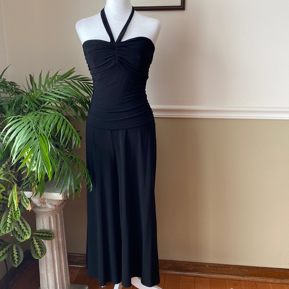 B. Smart Ruched Formal Jumpsuit, Black, Size 7/8